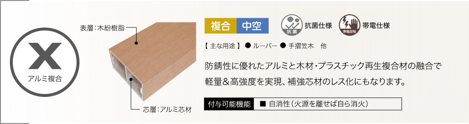 Xシリーズ：二層の表層部分に耐候剤を増量することで高耐候性能を実現しました。